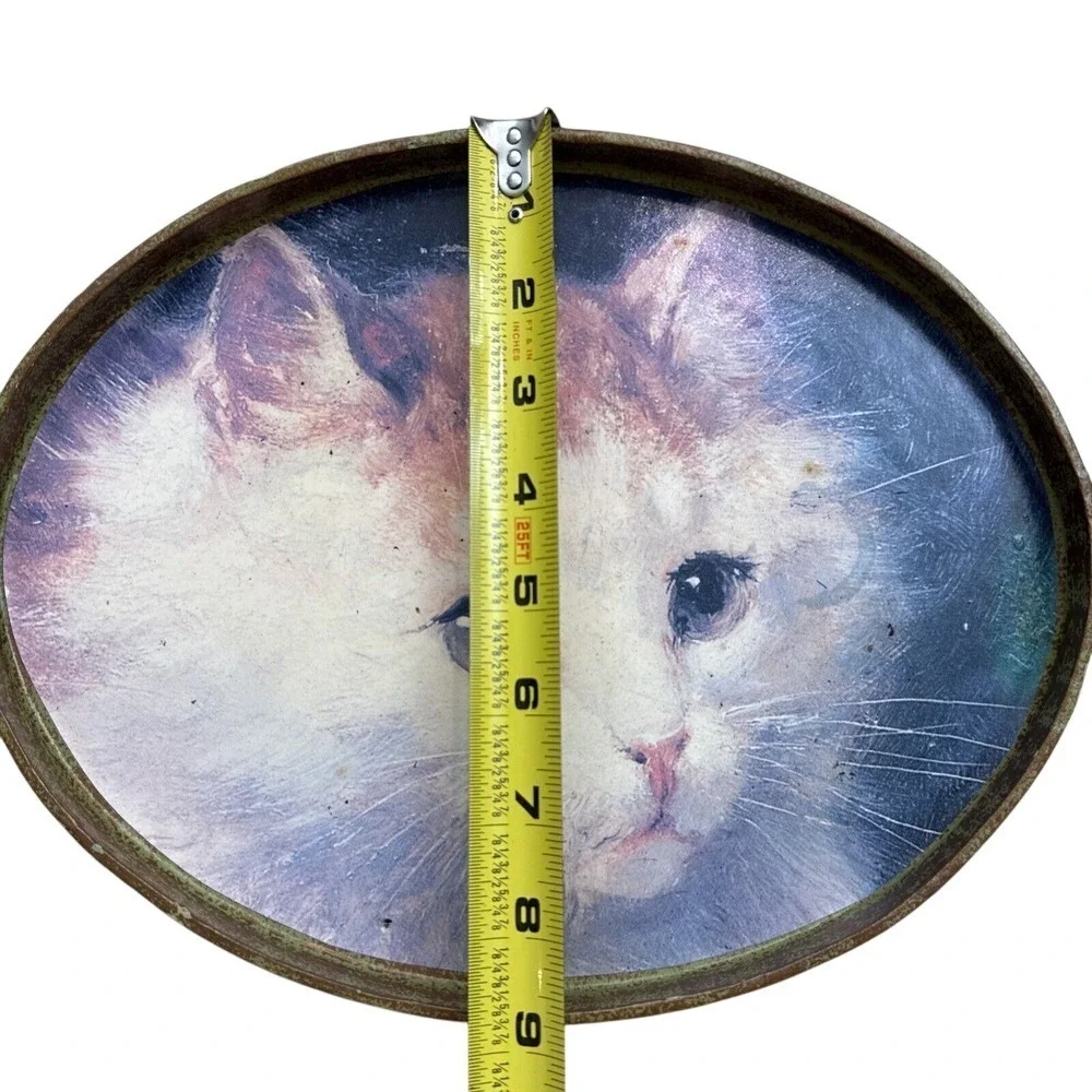1995 Clay‎ Art San Francisco Decoupage Art Fluffy Cat Vanity Tray